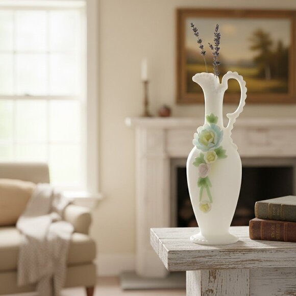 Ardalt Verithin Japan Porcelain Miniature Vase With Handle & Floral Embellishmen - Picture 2 of 9